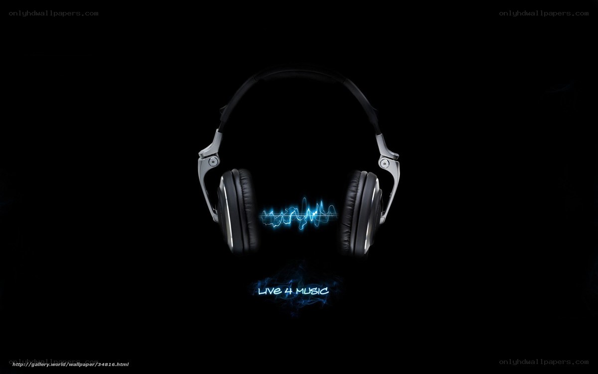 headphones with music wave