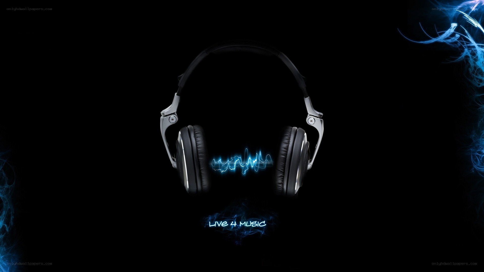 headphones with music waves