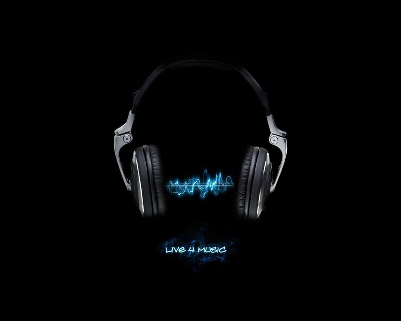 headphones with music waves