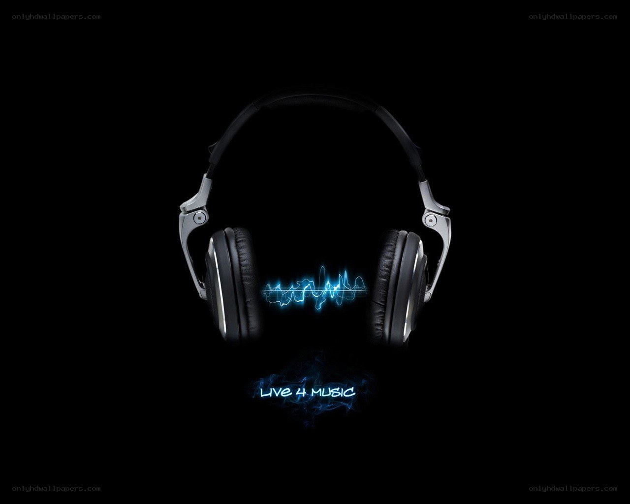 headphones with music waves