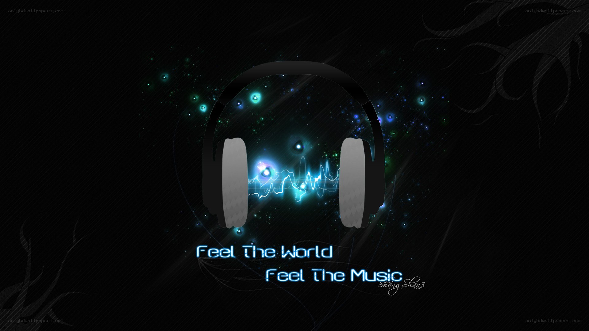 headphones with music waves
