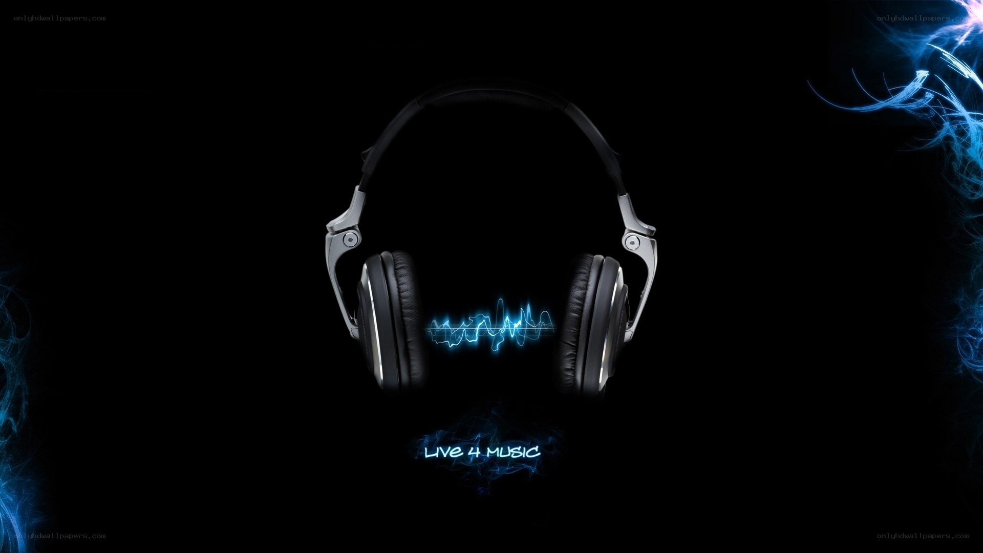 headphones with music waves