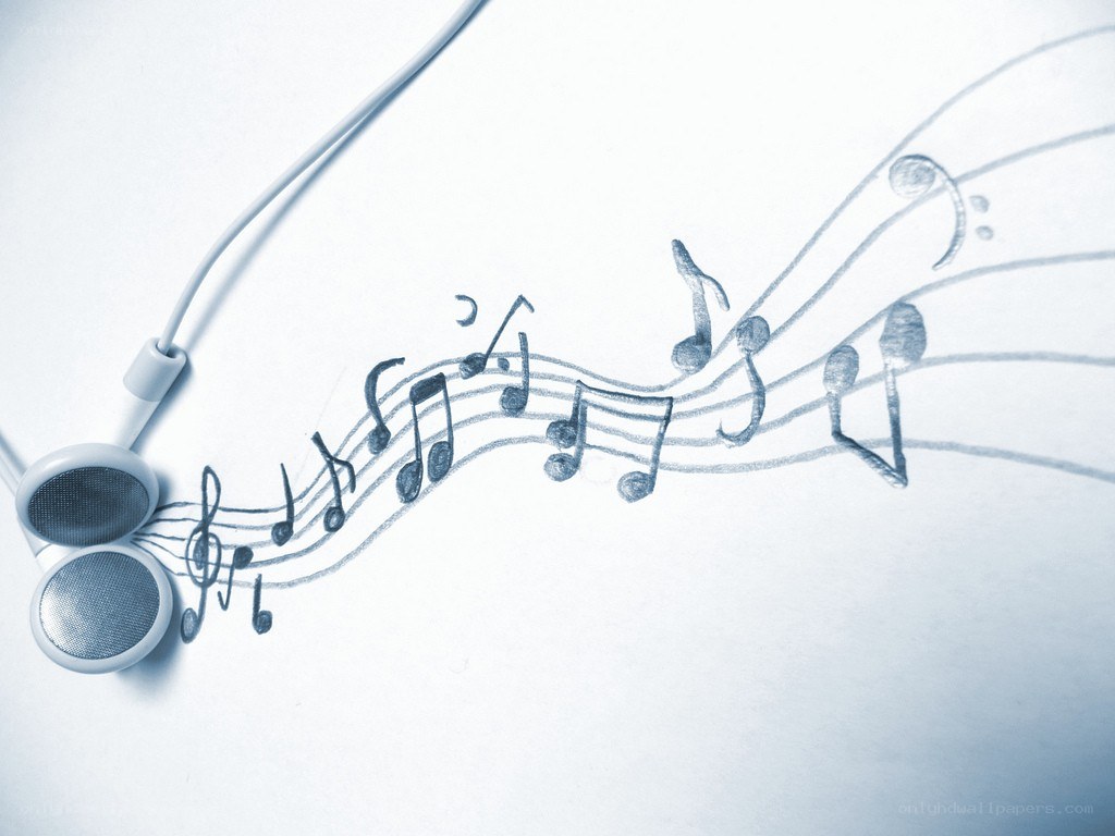 headphones with musical notes