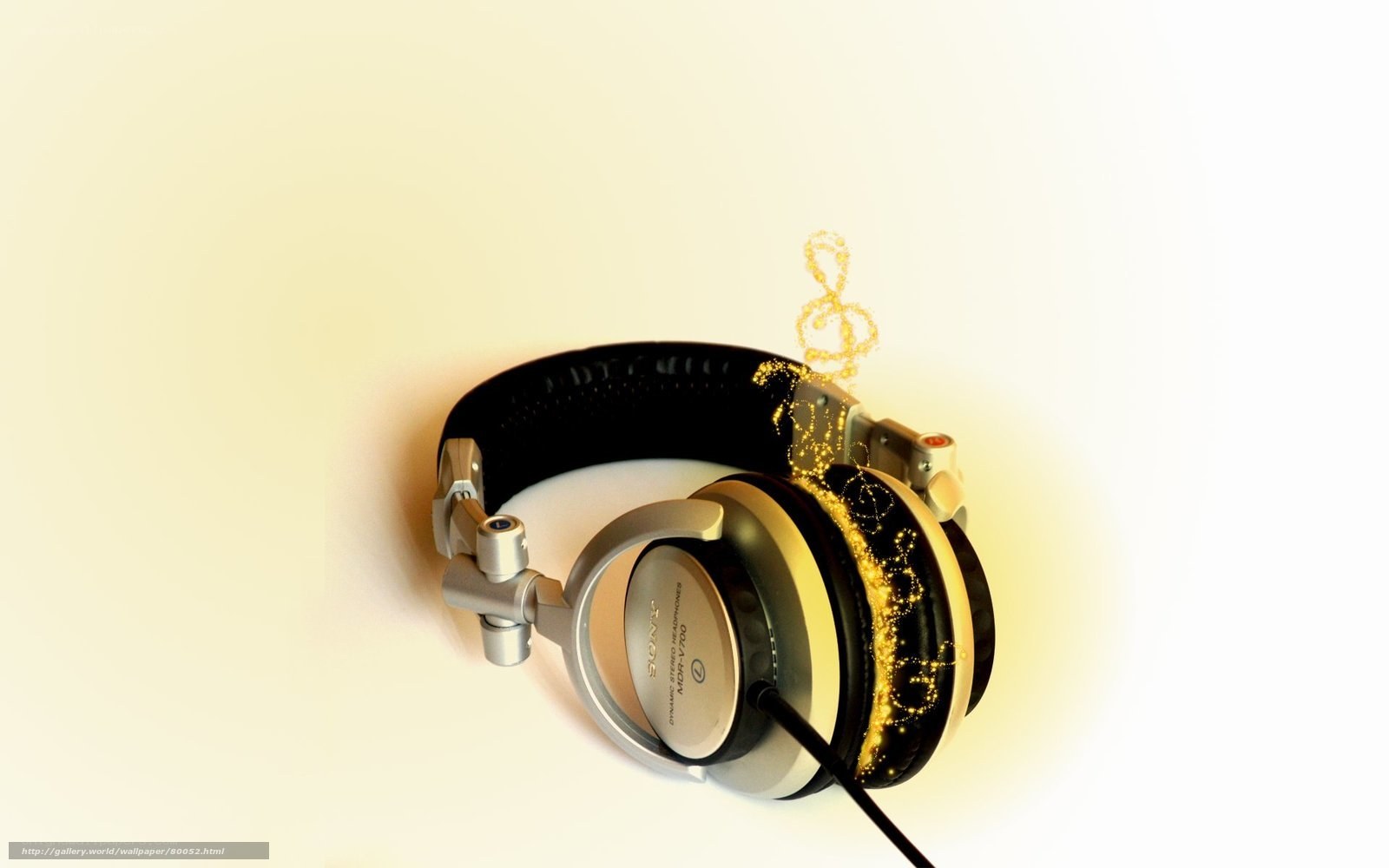 Headphones with musical notes
