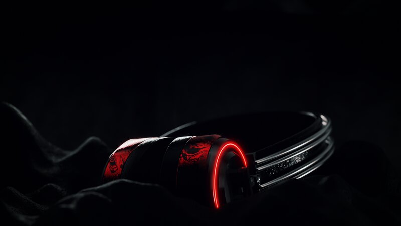 Headphones with Red Lighting