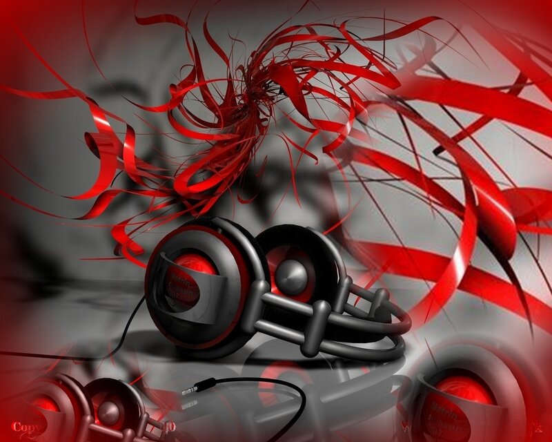 Headphones with Red Ribbons