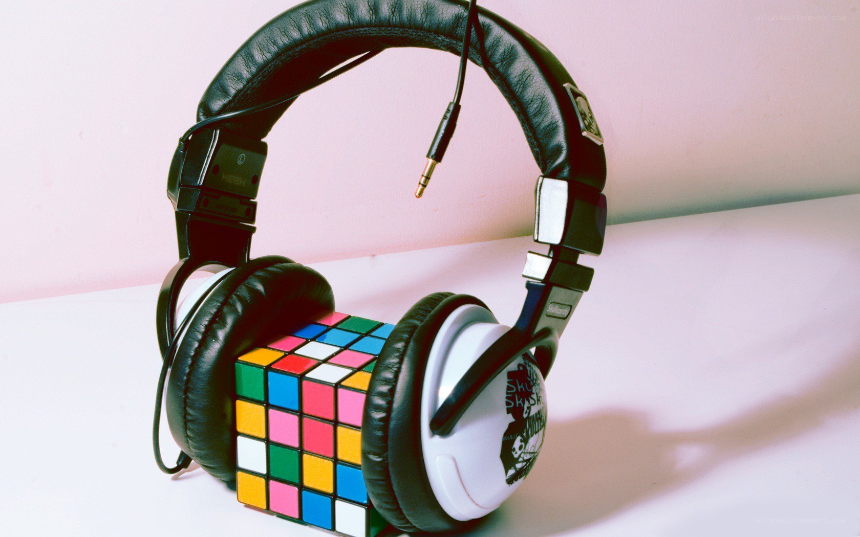 headphones with rubik's cube