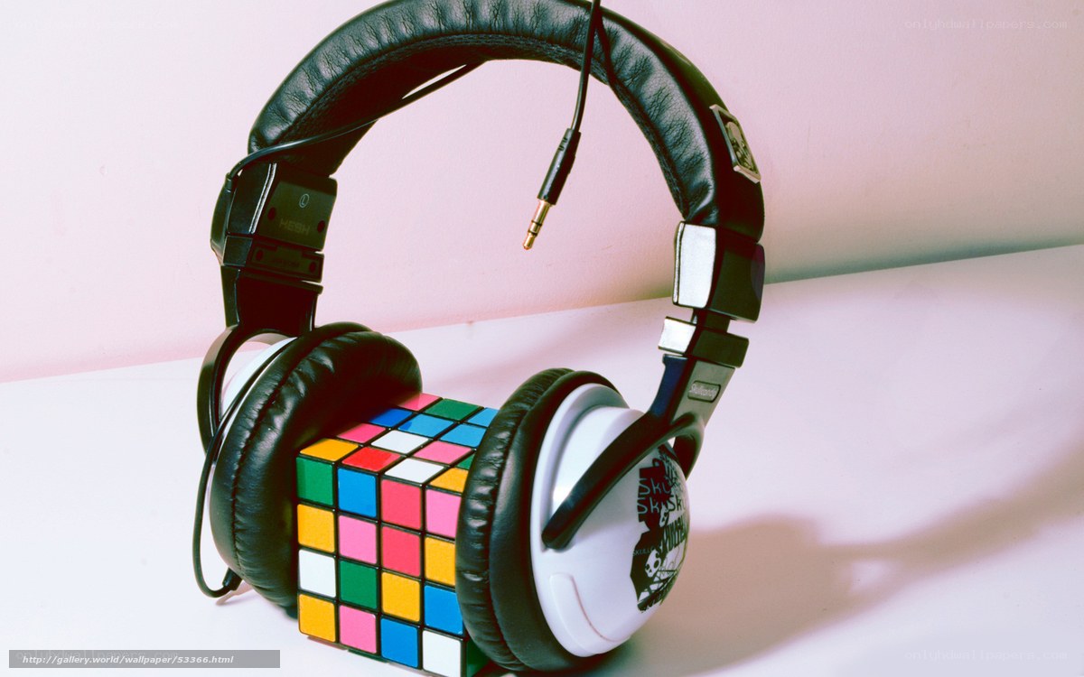 headphones with rubik's cube