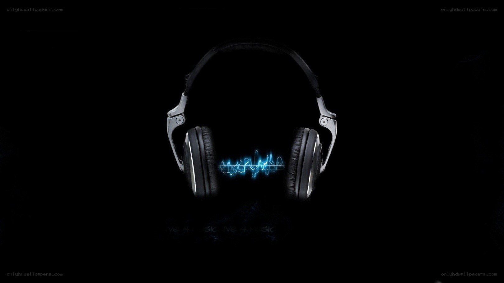 headphones with sound wave