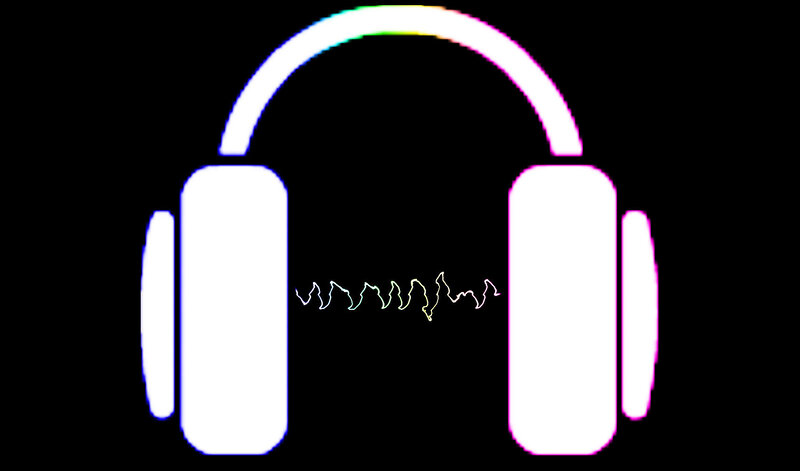 headphones with sound wave