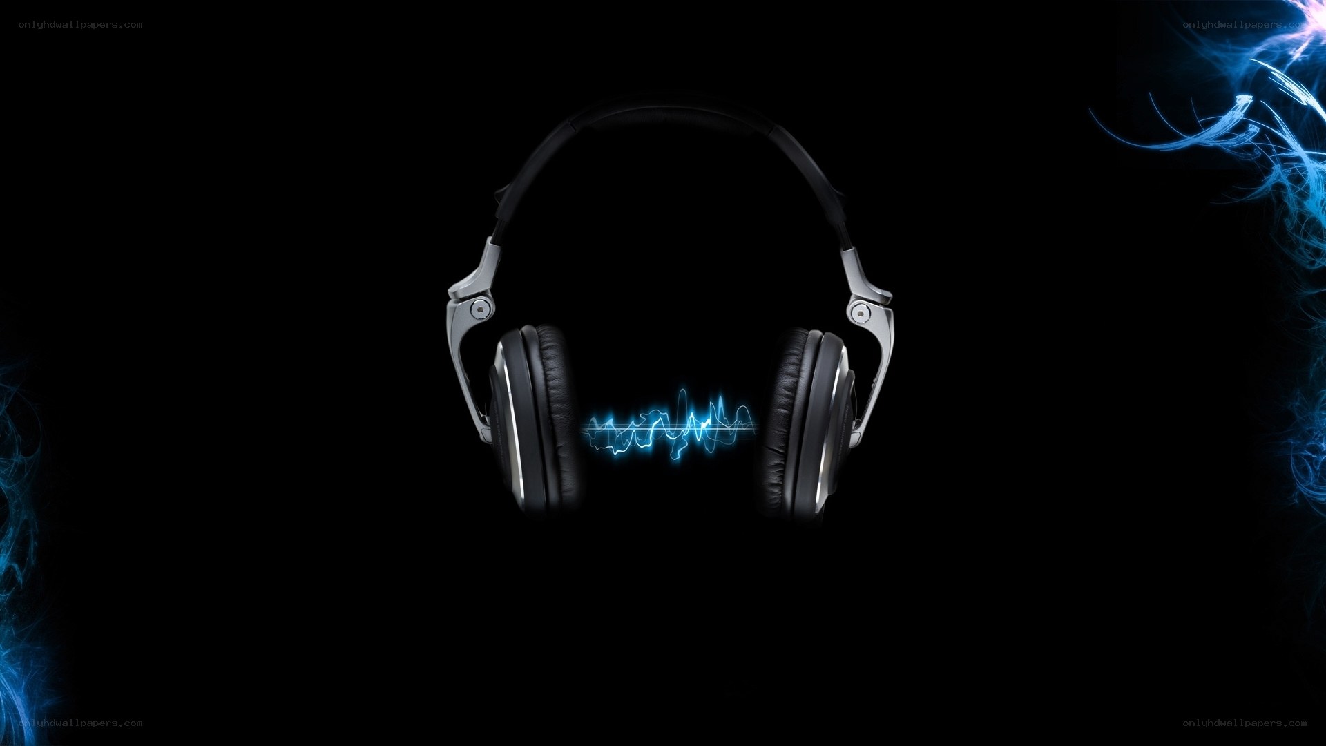 headphones with sound waves