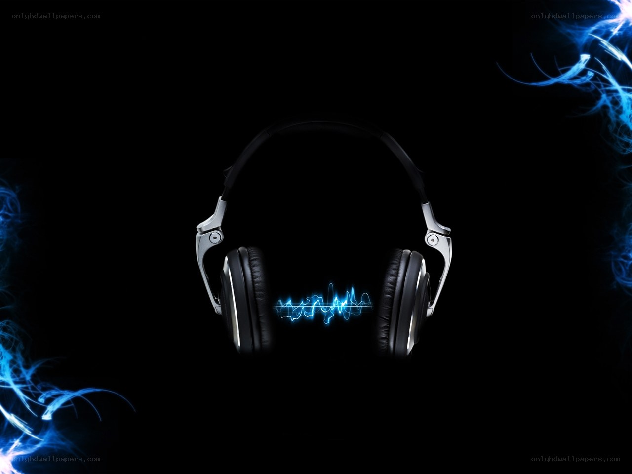 headphones with sound waves