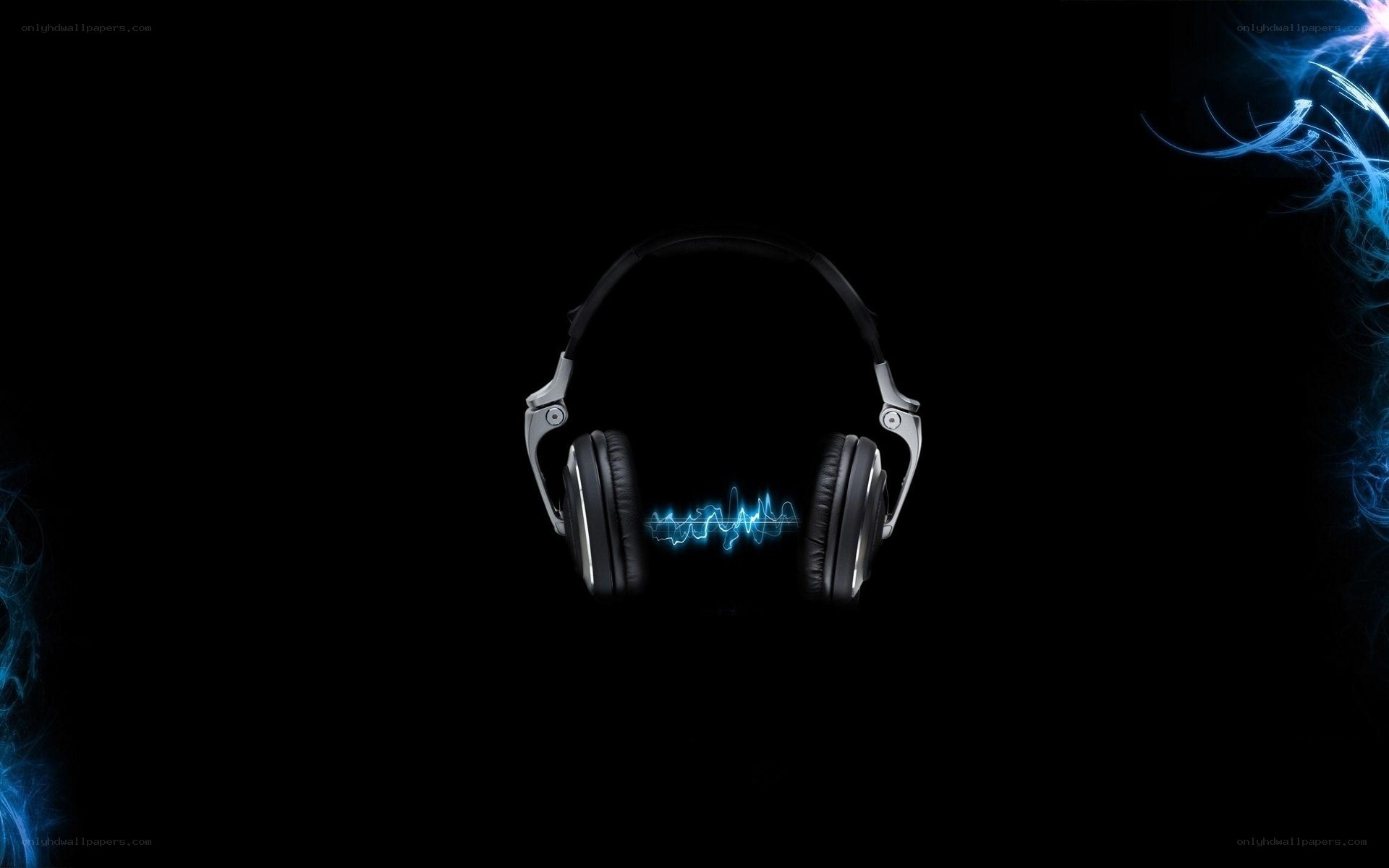 headphones with sound waves