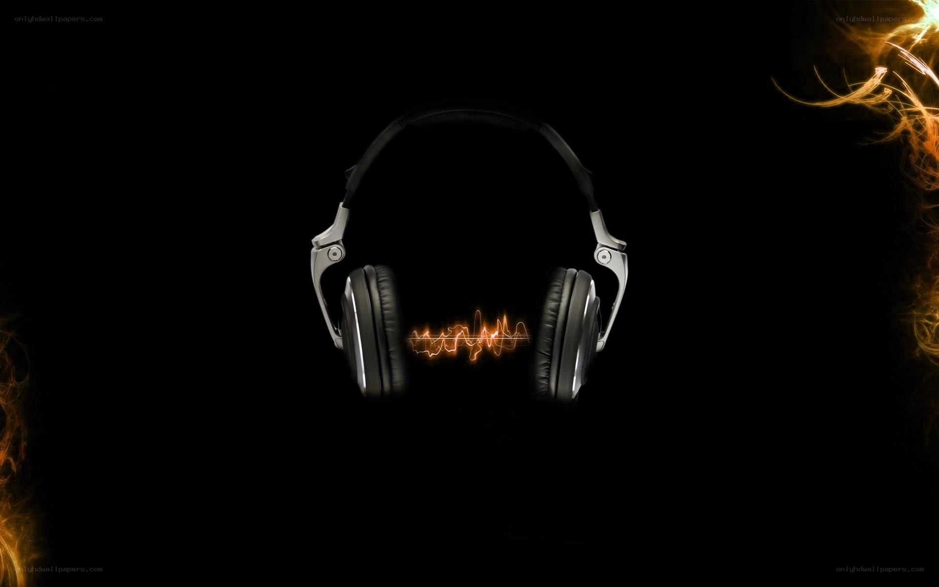 headphones with sound waves
