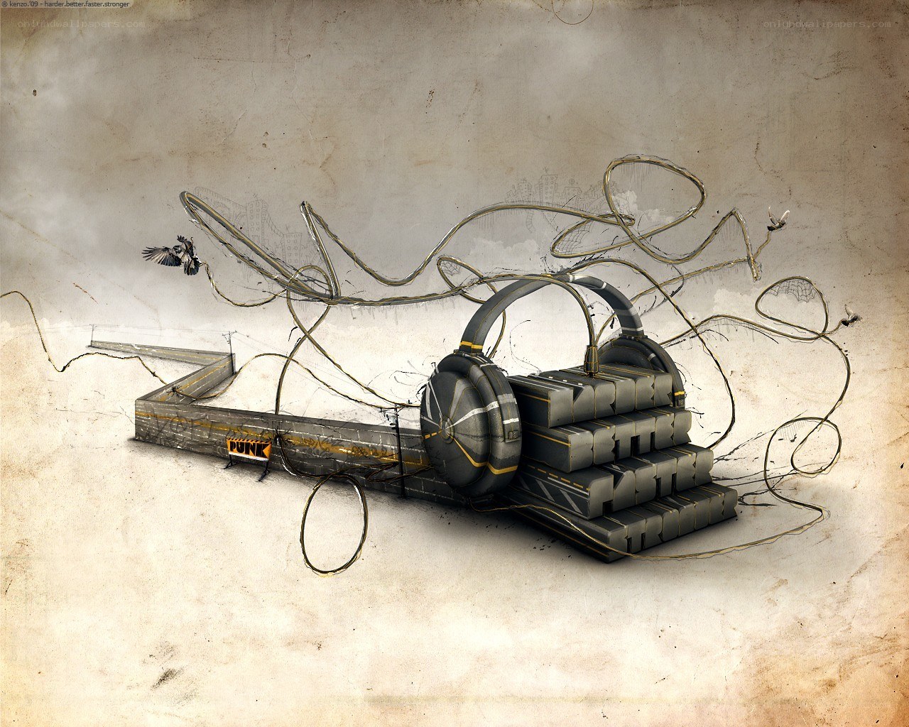 Headphones with tangled wires
