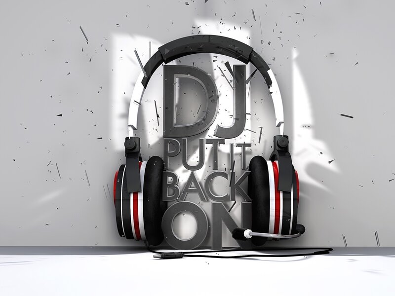 Headphones with Text — Gray