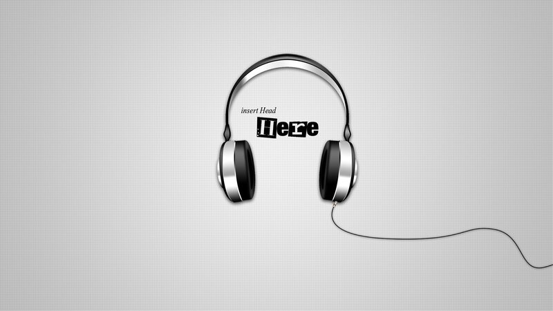headphones with text overlay