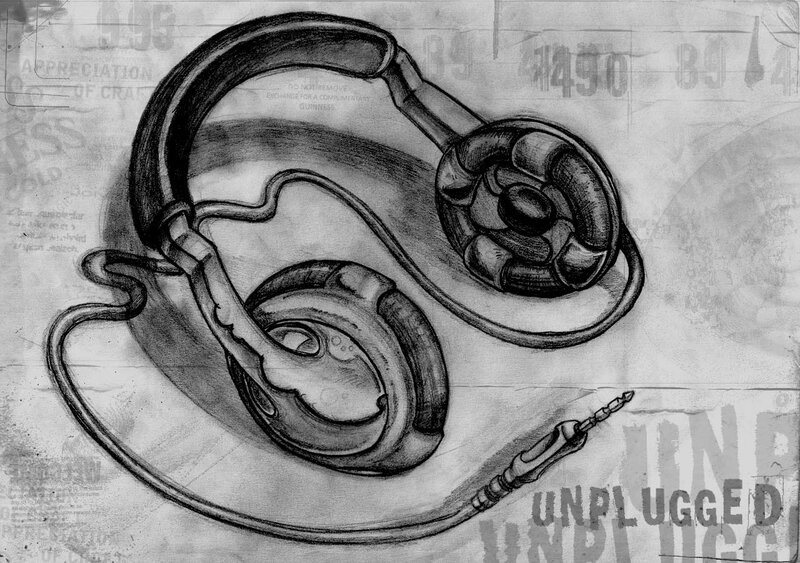headphones with unplugged text