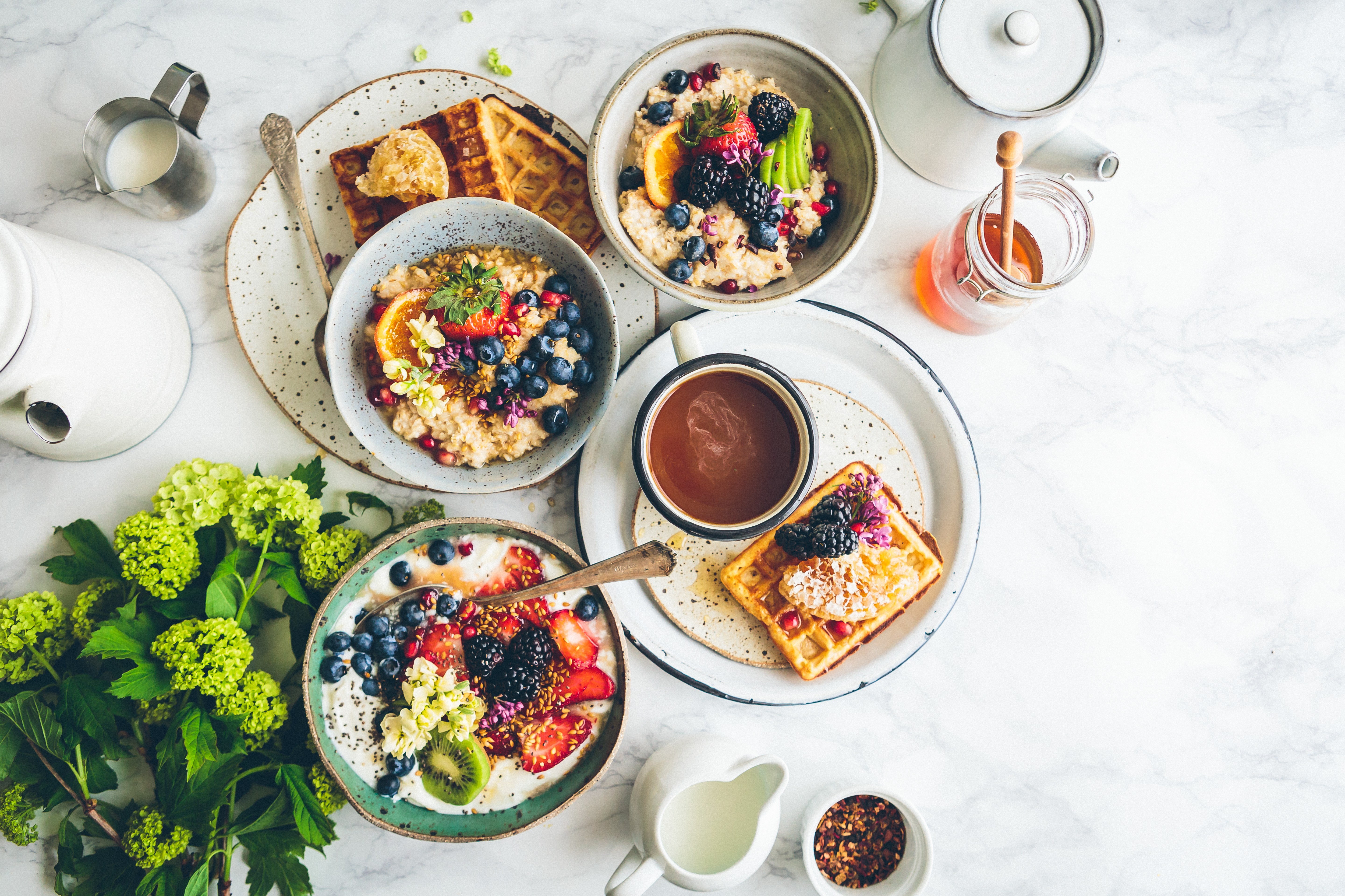 Healthy breakfast spread