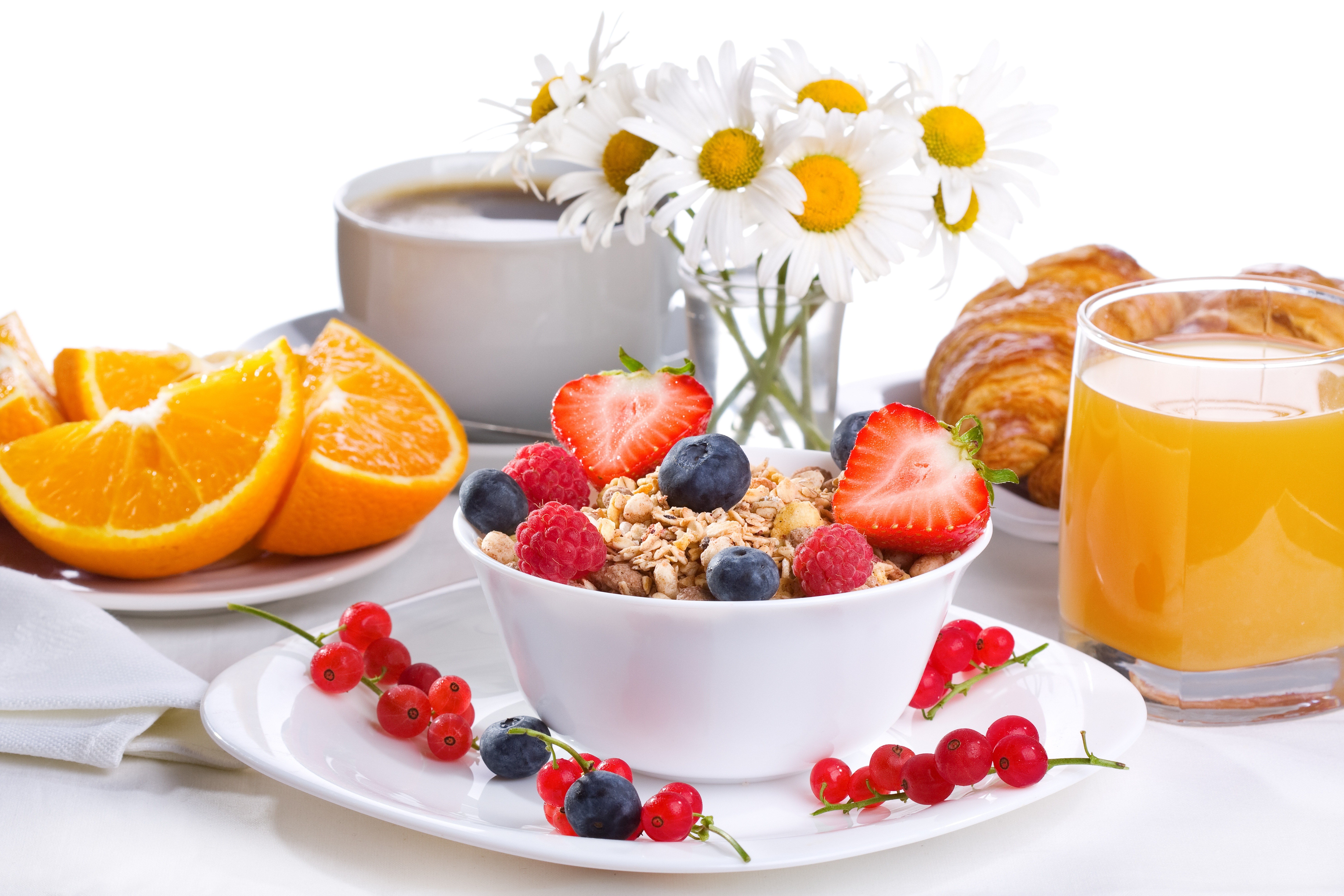 Healthy breakfast with fruit and coffee