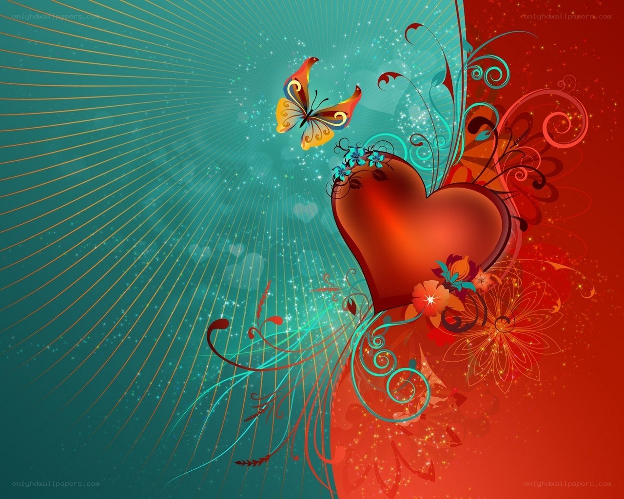 Heart and butterfly design