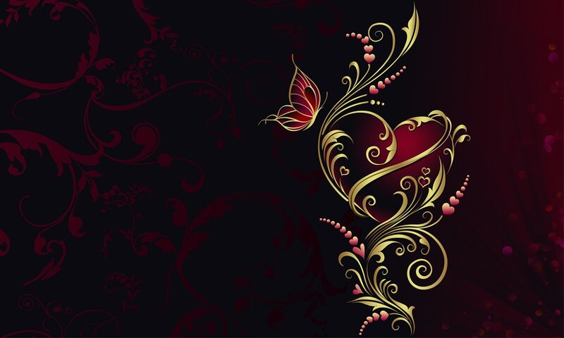 Heart and Butterfly Design — Black