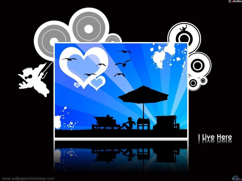 heart and couple silhouette