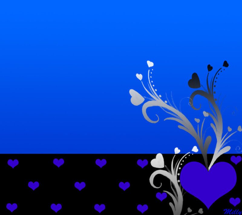 Heart and Floral Design — Blue