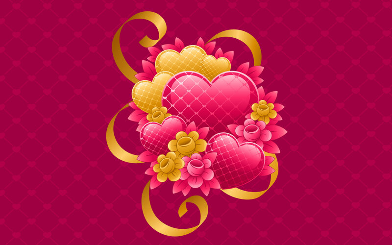 Heart and Flower Arrangement — Pink, Romantic