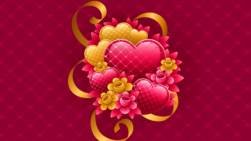 Heart and Flower Arrangement — Red