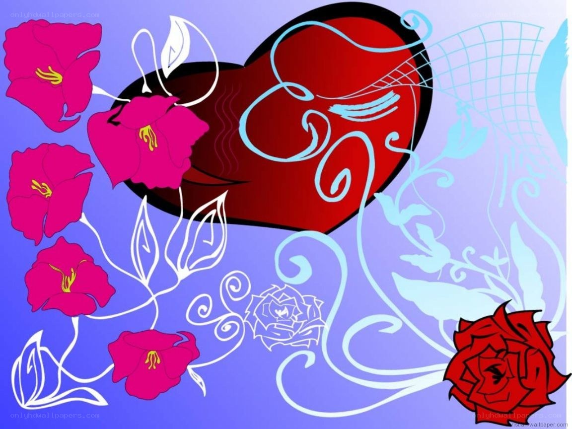 heart and flowers design