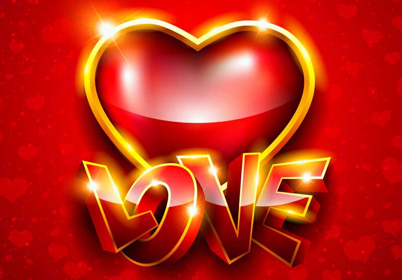 Heart and Love Text — Red