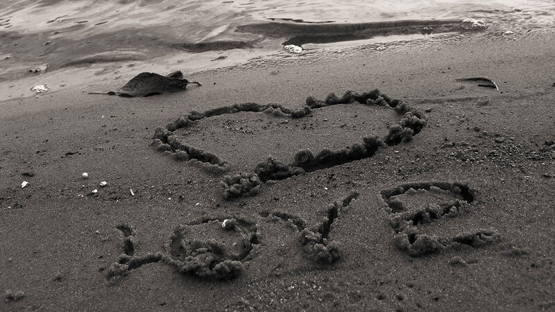 Heart and Love Written in Sand