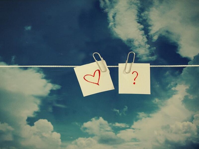Heart and Question Mark — Blue