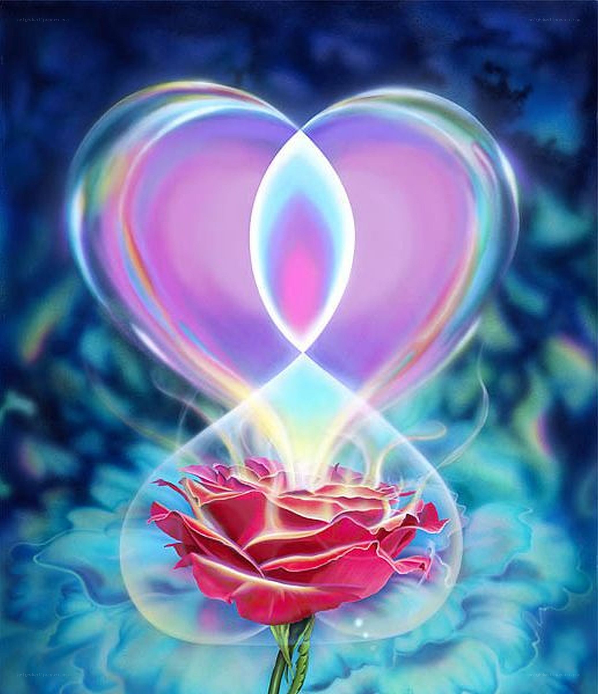 heart and rose energy symbol