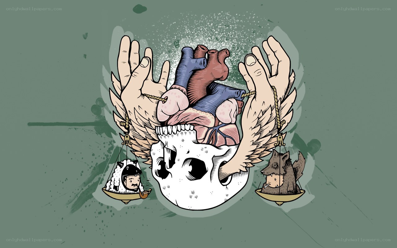 heart and skull scales