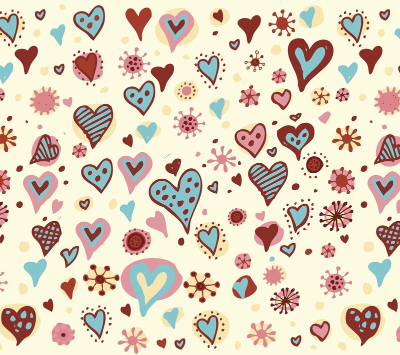 Heart and Virus Pattern — Cream