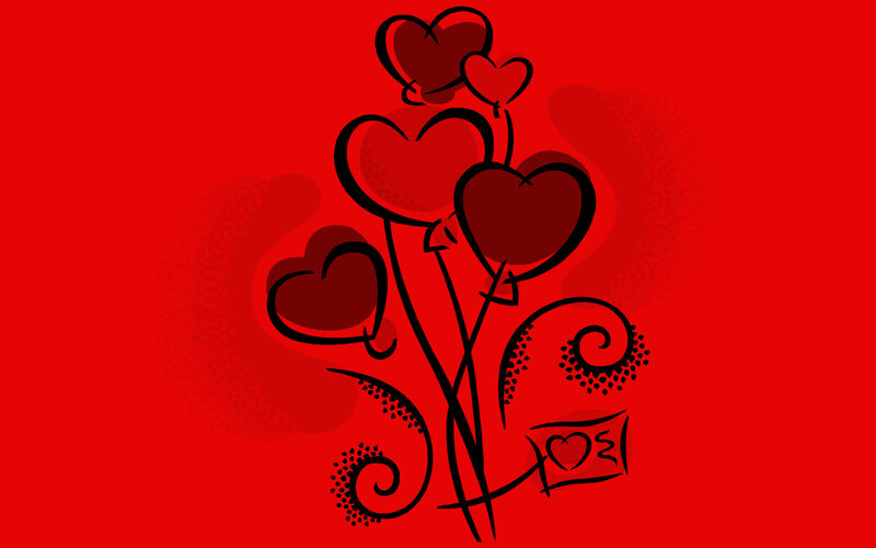 heart bouquet illustration