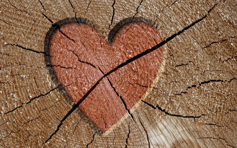 Heart Carved in Wood — Brown