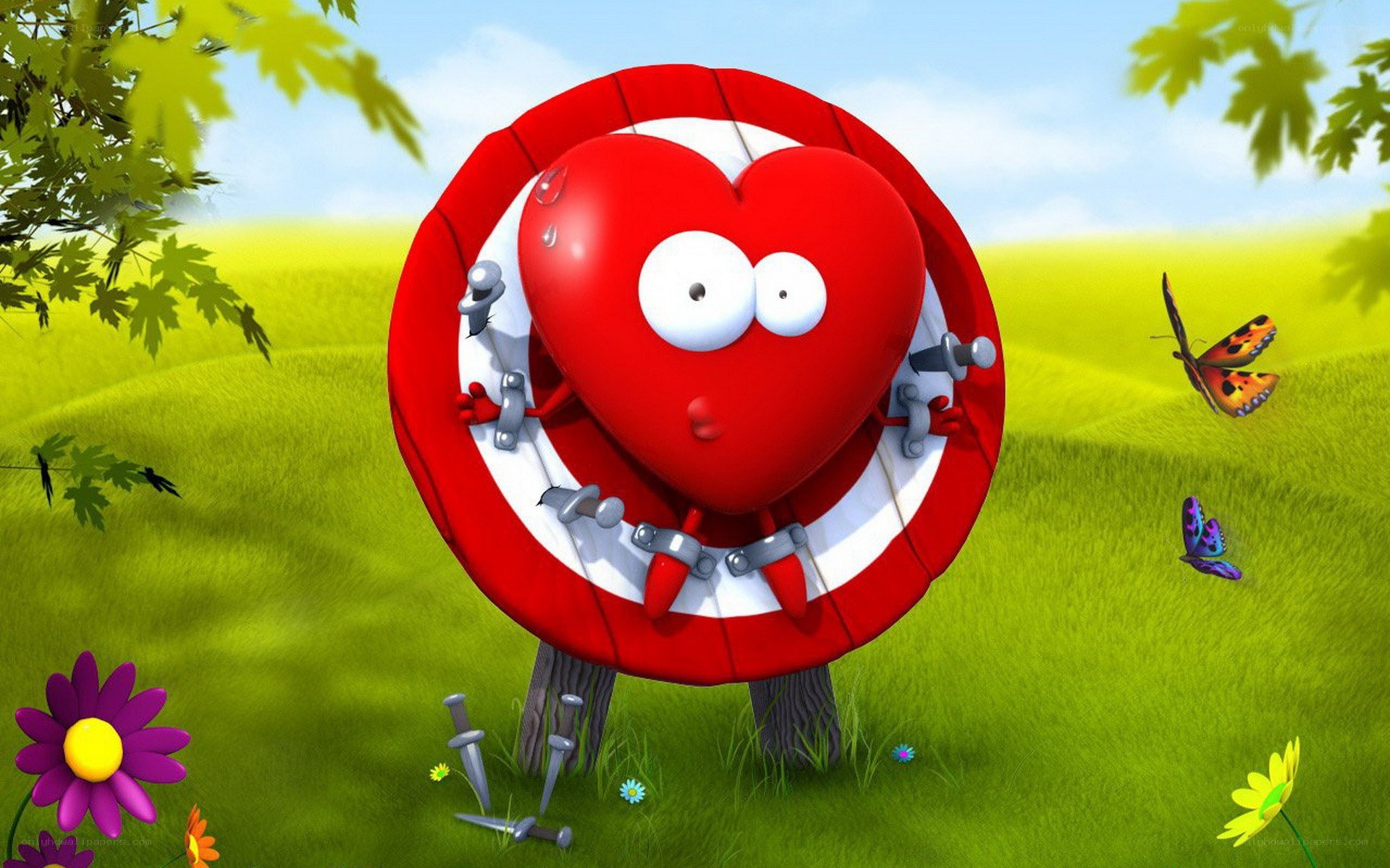 Heart character in a field