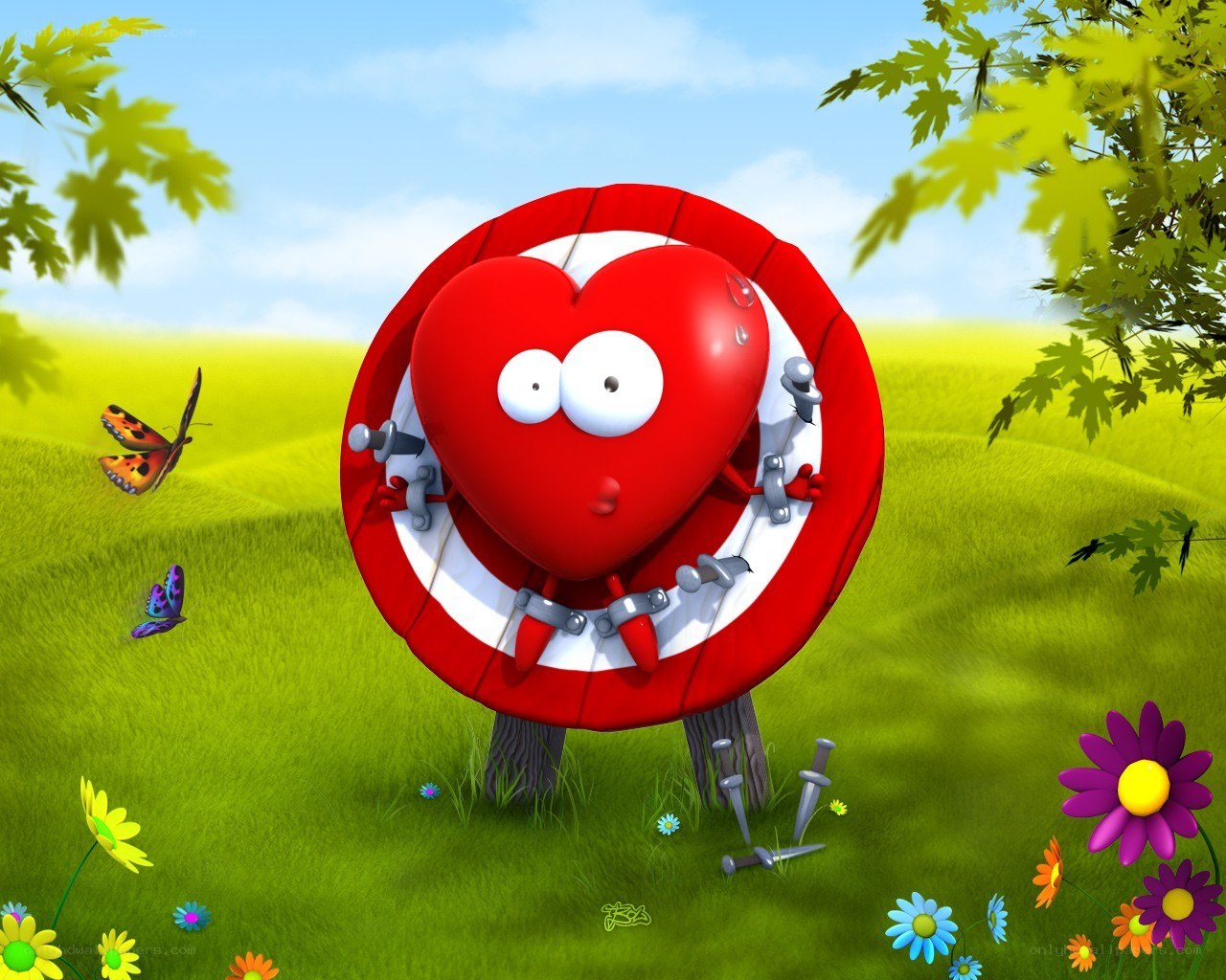 Heart character in a field
