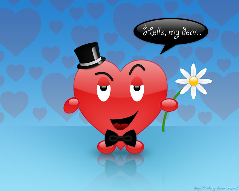 heart character with flower