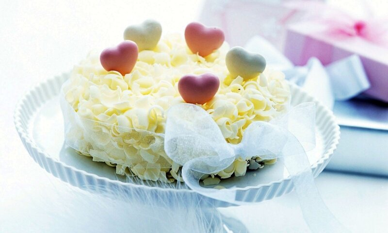 Heart-decorated Cake — White, Sweet, Photograph