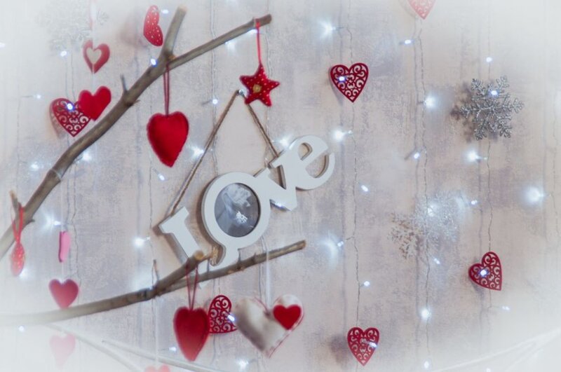 Heart Decorations on Branch