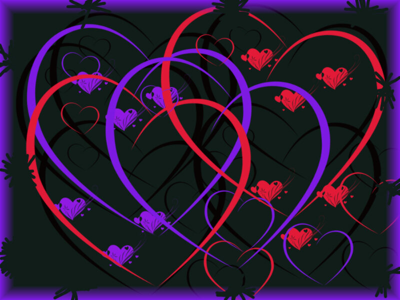 heart design with red and purple lines