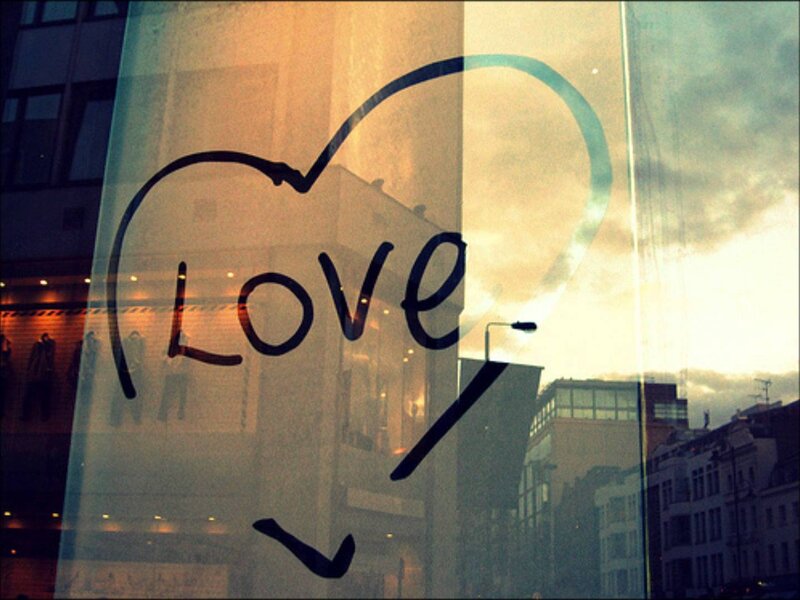 Heart Drawing on Glass — Brown