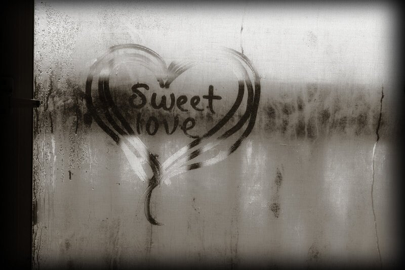 Heart Drawing on Glass