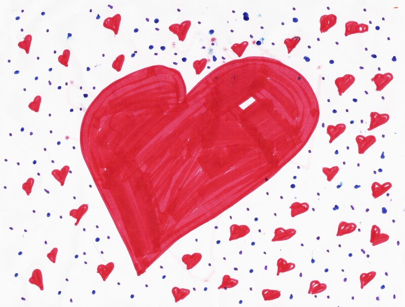 heart drawing with confetti