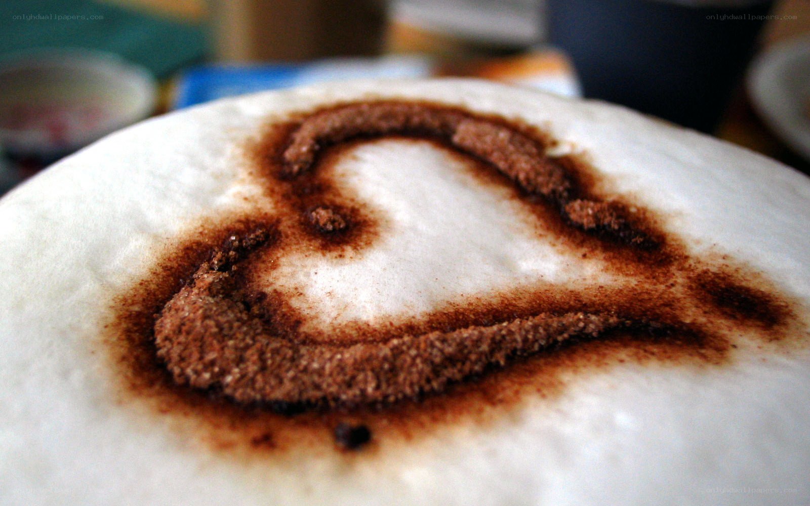 heart drawn in cocoa powder