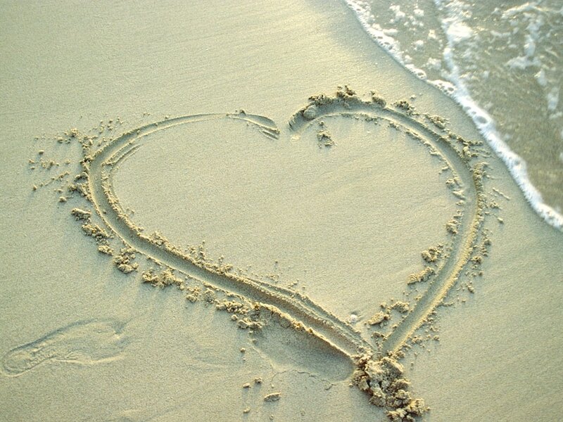 Heart Drawn in Sand — Beige, Serene, Afternoon, Photograph, Beach, Ocean